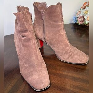 Christian Louboutin Brown Ankle Boots with Chunky Heel